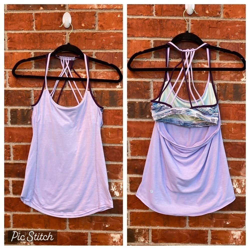 Lululemon Womens 4 Purple Strappy Draped Open Back Wild Tank Sports Bra